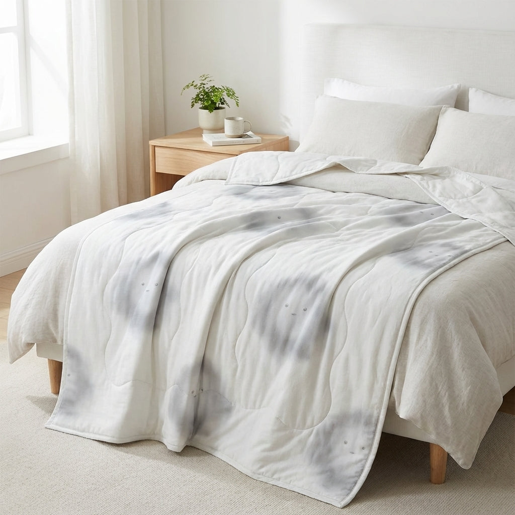 Velqra Soft Cotton Quilt — Blanky Edition | Premium Quilted Blanket in Ethereal Opalescent White