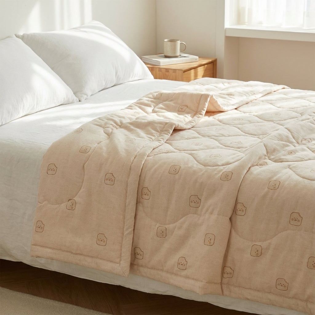 Velqra Soft Cotton Quilt — Little Gap Edition | Premium Quilted Blanket in Warm Butter Cream