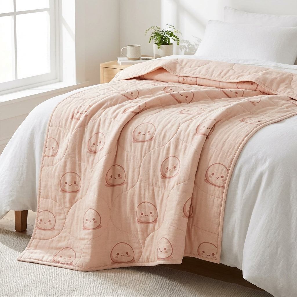 Velqra Soft Cotton Quilt — Softy Edition | Premium Quilted Blanket in Gentle Peachy Pink